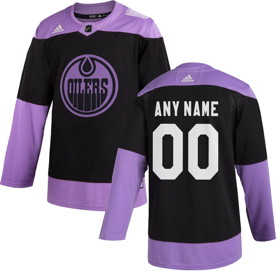 Custom Men Edmonton Oilers Adidas Black Fights Cancer NHL Jerseys